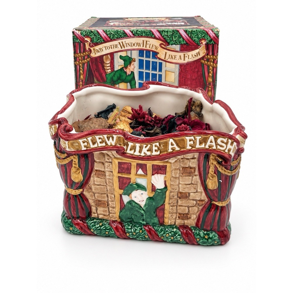 Vintage 1994 Fitz & Floyd Night Before Christmas Potpourri Bowl w Box